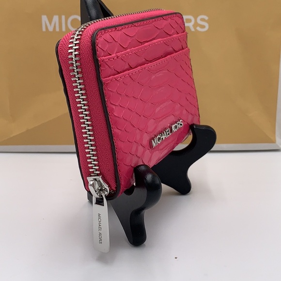 MICHAEL KORS MEDIUM ZIP AROUND CARD CASE WALLET ELECTRIC PINK COLOR - Picture 5 of 12